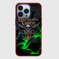 Чехол для iPhone 13 Pro Baldurs Gate 3 black blue neon, цвет: 3D-красный