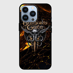 Чехол для iPhone 13 Pro Baldurs Gate 3 logo gold and black, цвет: 3D-черный