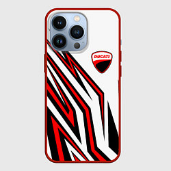 Чехол для iPhone 13 Pro Ducati - абстрактные линии, цвет: 3D-красный