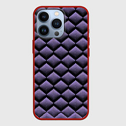 Чехол для iPhone 13 Pro Фиолетовые выпуклые ромбы, цвет: 3D-красный