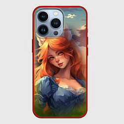Чехол для iPhone 13 Pro Девушка лисица, цвет: 3D-красный
