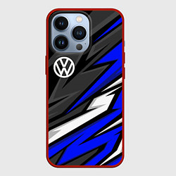 Чехол для iPhone 13 Pro Volkswagen - Синяя абстракция, цвет: 3D-красный