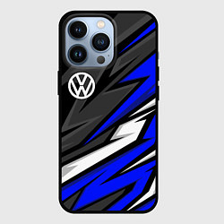 Чехол для iPhone 13 Pro Volkswagen - Синяя абстракция, цвет: 3D-черный