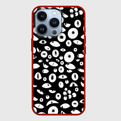 Чехол для iPhone 13 Pro Черно-белые глаза, цвет: 3D-красный