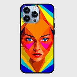 Чехол для iPhone 13 Pro Девушка голубоглазая в ромбе, цвет: 3D-черный