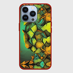 Чехол для iPhone 13 Pro Зеленая объемная абстракция, цвет: 3D-красный