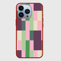 Чехол для iPhone 13 Pro Прямоугольный блочный паттерн, цвет: 3D-красный