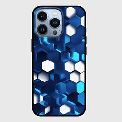 Чехол iPhone 13 Pro Cyber hexagon Blue