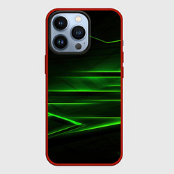 Чехол для iPhone 13 Pro Green lines abstract, цвет: 3D-красный