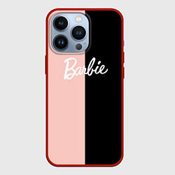 Чехол для iPhone 13 Pro Барби - сплит нежно-персикового и черного, цвет: 3D-красный