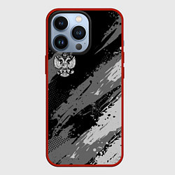 Чехол для iPhone 13 Pro Герб РФ - монохромный, цвет: 3D-красный