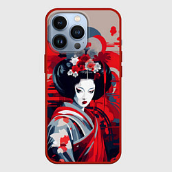 Чехол для iPhone 13 Pro Geisha vector style, цвет: 3D-красный