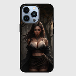 Чехол для iPhone 13 Pro Девушка в ночном лесу, цвет: 3D-черный
