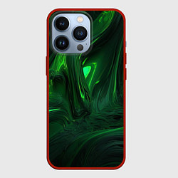 Чехол для iPhone 13 Pro Зеленые разводы, цвет: 3D-красный