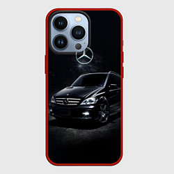 Чехол для iPhone 13 Pro Mercedes black, цвет: 3D-красный