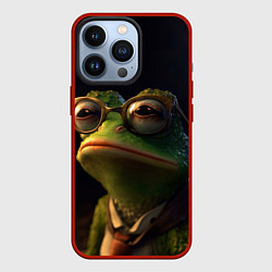 Чехол для iPhone 13 Pro Лягушка Пепе в очках, цвет: 3D-красный