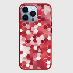 Чехол для iPhone 13 Pro Кибер Hexagon Красный, цвет: 3D-красный
