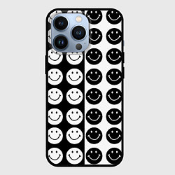 Чехол для iPhone 13 Pro Smiley black and white, цвет: 3D-черный