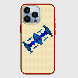 Чехол для iPhone 13 Pro Космическая станция из синего металла, цвет: 3D-красный