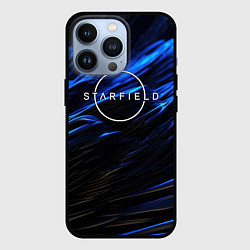 Чехол для iPhone 13 Pro Starfield logo blue background, цвет: 3D-черный