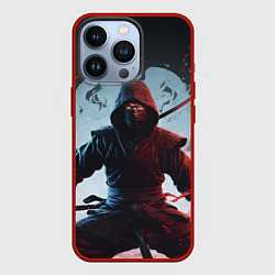 Чехол для iPhone 13 Pro Свирепый воин ниндзя, цвет: 3D-красный