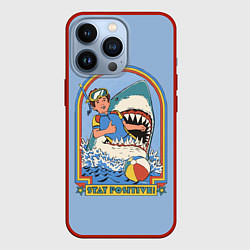 Чехол для iPhone 13 Pro Хищная акула водолаз - будь позитивным, цвет: 3D-красный