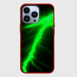Чехол для iPhone 13 Pro Зеленый разряд молнии, цвет: 3D-красный