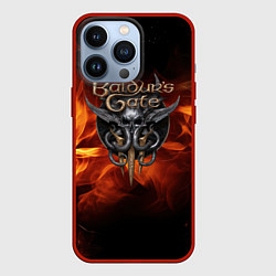 Чехол для iPhone 13 Pro Baldurs Gate 3 fire logo, цвет: 3D-красный