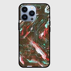 Чехол для iPhone 13 Pro Космические кибер схемы Красные, цвет: 3D-черный