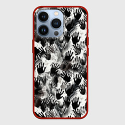 Чехол для iPhone 13 Pro Черно-белые руки с ладонями, цвет: 3D-красный