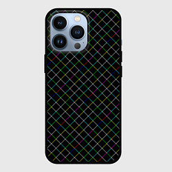 Чехол для iPhone 13 Pro Разноцветные линии на черном, цвет: 3D-черный