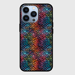 Чехол для iPhone 13 Pro Разноцветная чешуя дракона, цвет: 3D-черный