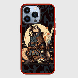 Чехол для iPhone 13 Pro Кот якудза - японский воин, цвет: 3D-красный