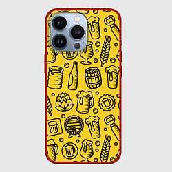 Чехол iPhone 13 Pro Пиво и аксессуары - жёлтый