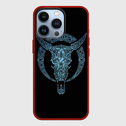 Чехол для iPhone 13 Pro Голова животного с рогами - кельстские узор, цвет: 3D-красный