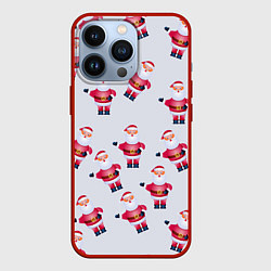Чехол для iPhone 13 Pro Дед Мороз - Новогодний дедушка паттерн, цвет: 3D-красный