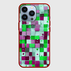 Чехол для iPhone 13 Pro Ретро Квадраты, цвет: 3D-красный