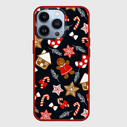 Чехол iPhone 13 Pro Рождественские пряники - праздничный паттерн