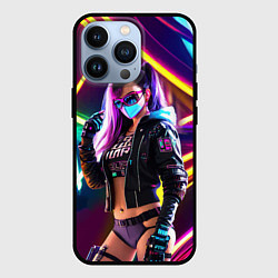 Чехол для iPhone 13 Pro Cool girl - cyberpunk - neon glow, цвет: 3D-черный