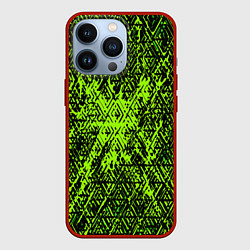Чехол для iPhone 13 Pro Зелёная глитч инфекция, цвет: 3D-красный