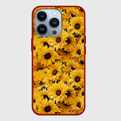 Чехол iPhone 13 Pro Желтые объемные цветы от нейросети