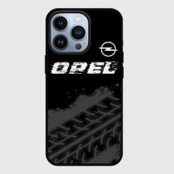 Чехол для iPhone 13 Pro Opel speed на темном фоне со следами шин: символ с, цвет: 3D-черный