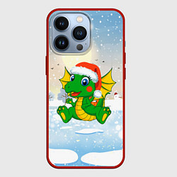 Чехол для iPhone 13 Pro Зимний дракончик, цвет: 3D-красный