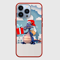 Чехол для iPhone 13 Pro Нелепый дракон с подарком новый год, цвет: 3D-красный