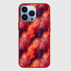 Чехол для iPhone 13 Pro Красный мех паттерн, цвет: 3D-красный