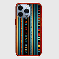 Чехол для iPhone 13 Pro Этнический паттерн в вертикальную полоску, цвет: 3D-красный