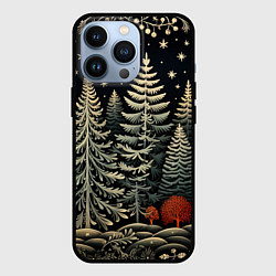 Чехол для iPhone 13 Pro Новогоднее настроение лес, цвет: 3D-черный