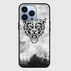 Чехол для iPhone 13 Pro Texture - разозленный волк, цвет: 3D-черный