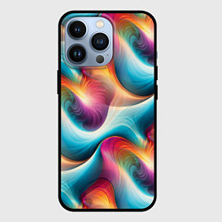 Чехол для iPhone 13 Pro Волнообразная разноцветная абстракция, цвет: 3D-черный