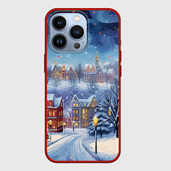 Чехол для iPhone 13 Pro New year city, цвет: 3D-красный